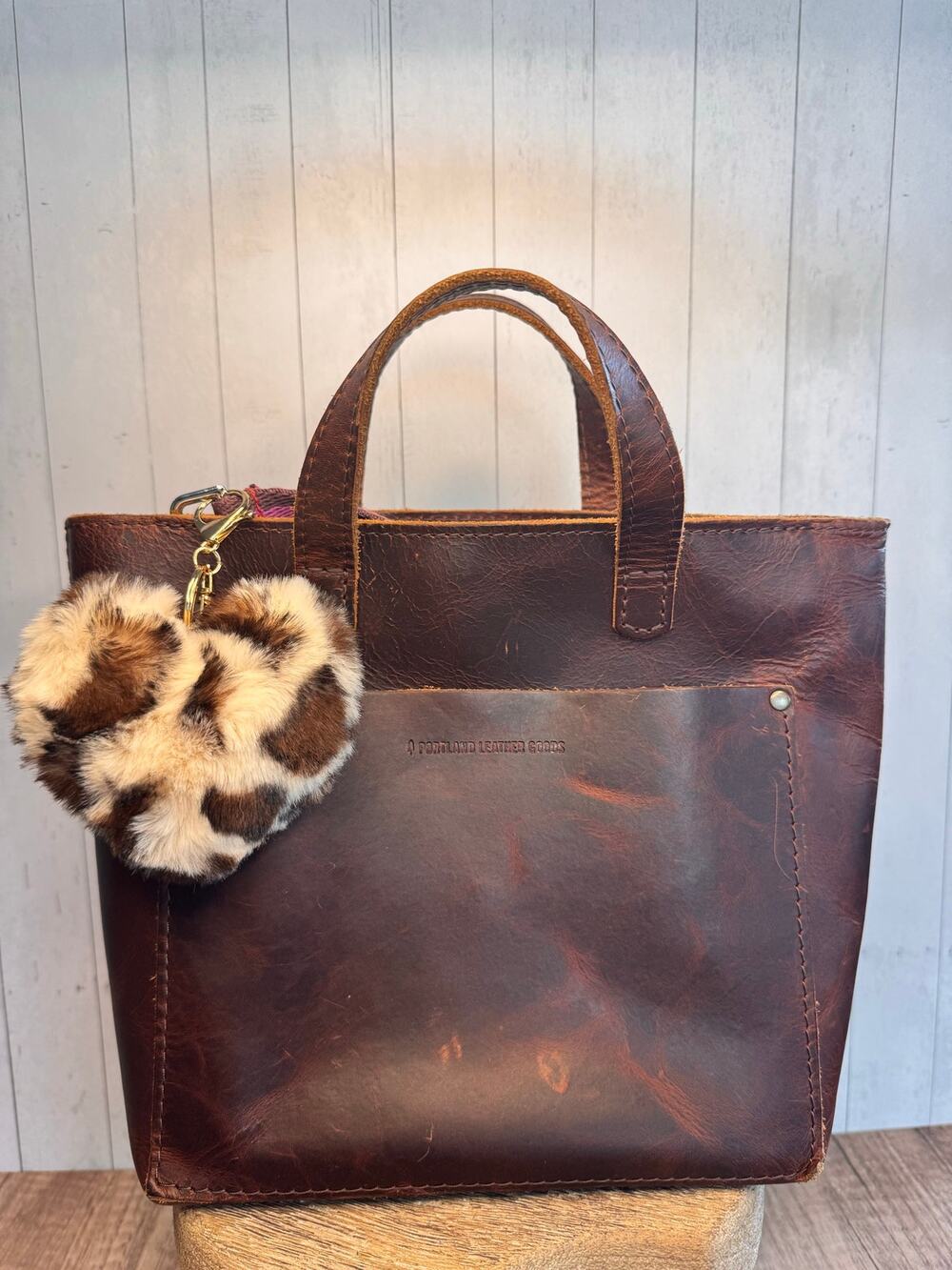 Tan Brown Cheetah Print Fuzzy Heart Animal Print Bag Charm Purse Charm NEW!